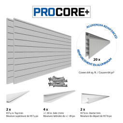 Proslat PROCORE+  Silver Gray Carbon Fiber PVC Slatwall Ultimate Bundle