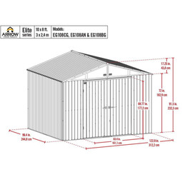 Arrow Elite Steel Storage Shed 10x8 Galvalume