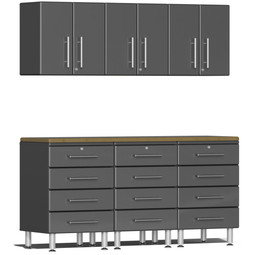 Ulti-MATE Garage 2.0 Series Grey Metallic 7-Piece Kit with Bamboo Worktop Ulti-MATE Garage 2.0 Series Grey Metallic 7-Piece Kit with Bamboo Worktop