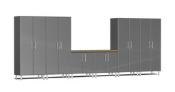 Ulti-MATE Garage 2.0 Series Grey Metallic 7-Piece Combo w/Bamboo Worktop