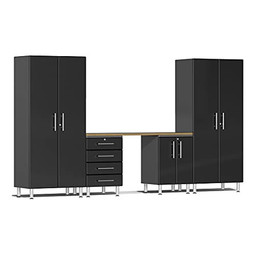 Ulti-MATE Garage 2.0 Series Black Metallic 5-Piece Kit with Bamboo Top Ulti-MATE Garage 2.0 Series Black Metallic 5-Piece Kit with Bamboo Top