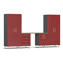 Ulti-MATE Garage 2.0 Series Red Metallic 5-Piece Kit with Bamboo Top Ulti-MATE Garage 2.0 Series Red Metallic 5-Piece Kit with Bamboo Top