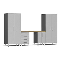 Ulti-MATE Garage 2.0 Series Silver Metallic 5-Piece Kit with Bamboo Top Ulti-MATE Garage 2.0 Series Silver Metallic 5-Piece Kit with Bamboo Top