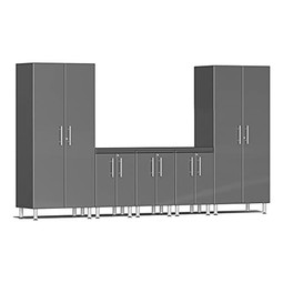 Ulti-MATE Garage 2.0 Series Grey Metallic 6 PC Kit with Worktop