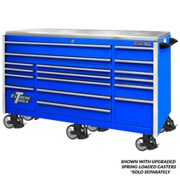 Extreme Tools EXQ Series 72" 17-Drawer Professional Triple Bank Roller - Blue w/Chrome Drawer Pulls Extreme Tools EXQ Series 72" 17-Drawer Professional Triple Bank Roller - Blue w/Chrome Drawer Pulls