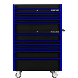 Extreme Tools 41" DX Series 4-Drawer Top Chest and 6-Drawer 25" Deep Roller Combo - Black w/Blue drawer pulls Extreme Tools 41" DX Series 4-Drawer Top Chest and 6-Drawer 25" Deep Roller Combo - Black w/Blue drawer pulls