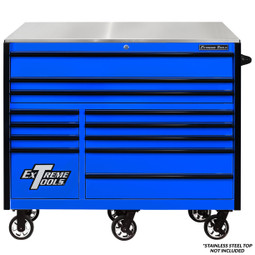 Extreme Tools RX Series 55" 12-Drawer Roller  - Blue w/Black Drawer Pulls