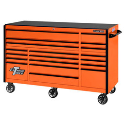 Extreme Tools 72" RX Series 19-Drawer 30" Deep Roller Cabinet - Orange w/Black Drawer Pulls