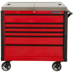 Extreme Tools EX Series 41" 6-Drawer Deluxe Slider Top Tool Cart - Red w/Black Drawer Pulls Extreme Tools EX Series 41" 6-Drawer Deluxe Slider Top Tool Cart - Red w/Black Drawer Pulls