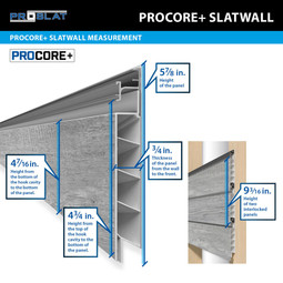 Proslat 8 ft. x 4 ft. PROCORE+ PVC Slatwall (2 Pack) 64 sq ft - Gray Wood Proslat 8 ft. x 4 ft. PROCORE+ PVC Slatwall (2 Pack) 64 sq ft - Gray Wood