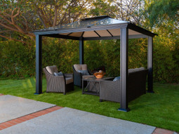 Paragon Outdoor Santa Monica 12x12 Hard Top Gazebo with Mosquito Netting Paragon Outdoor Santa Monica 12x12 Hard Top Gazebo with Mosquito Netting