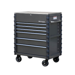 Montezuma Pro Series 36" Mechanics Cart - Metallic Gray w/Blue trim Montezuma Pro Series 36" Mechanics Cart - Metallic Gray w/Blue trim