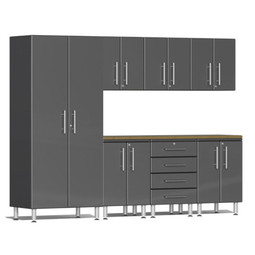 Ulti-MATE Garage 2.0 Series Grey Metallic 8-Piece Kit with Bamboo Top