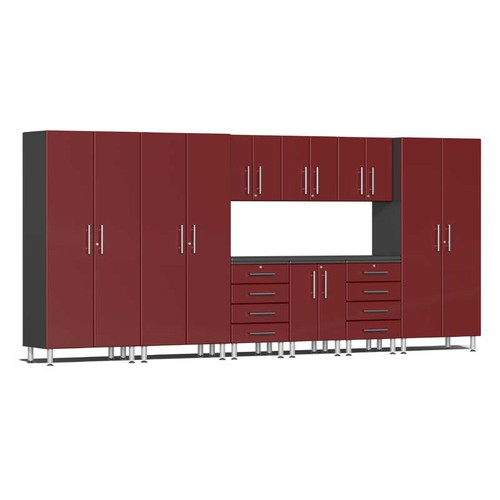 Ulti-MATE Garage 2.0 Series Red Metallic 10-PC Kit with Recessed Worktop