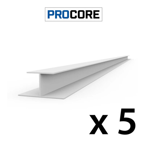 Proslat 8 ft. PROCORE PVC H Trim Pack (5-Pack) - White