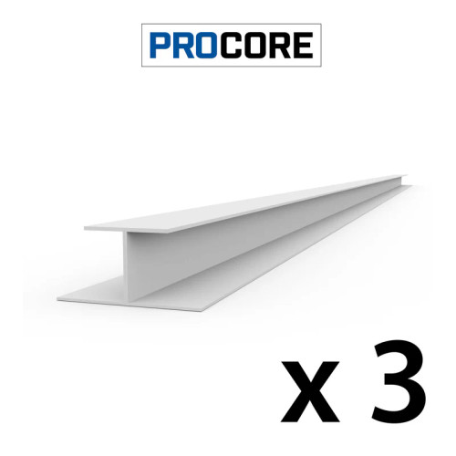 Proslat 8 ft. PROCORE PVC H Trim Pack (3-Pack) - White