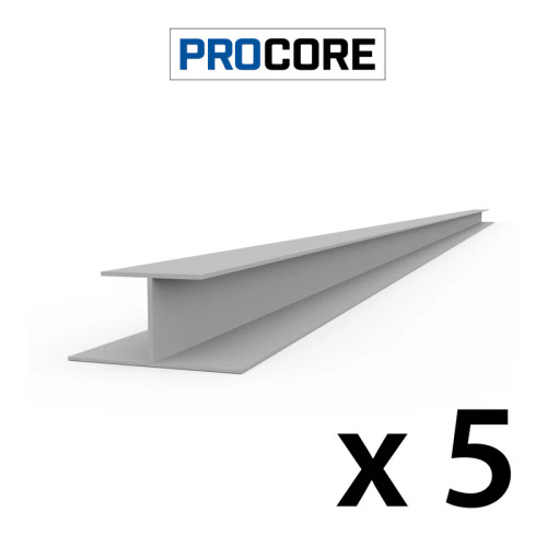 Proslat 8 ft. PROCORE PVC H Trim Pack (5-Pack) - Gray