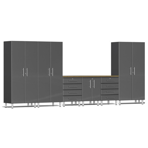 Ulti-MATE Garage 2.0 Series Grey Metallic 7 Piece Kit with Bamboo Top