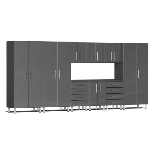 Ulti-MATE Garage 2.0 Series Grey Metallic 10-PC Kit with Recessed Worktop