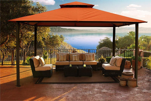 Paragon Outdoor Kingsbury 11x14 Gazebo with Rust Sunbrella Top