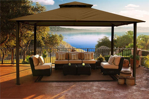 Paragon Outdoor Kingsbury 11x14 Gazebo with Cocoa Sunbrella Top