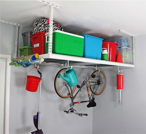 MonsterRax 4' x 8' Overhead Garage Storage Rack w/ 18-Piece Hook