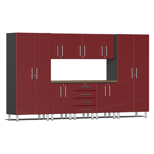 Ulti-MATE Garage 2.0 Series Red Metallic 9-Piece Kit with Worktop