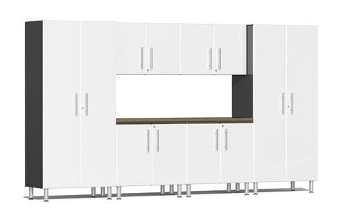 Ulti-MATE Garage 2.0 Series White Metallic 7-Piece Combo with Workstation