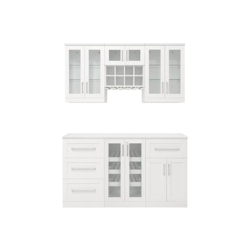 NewAge Home Bar White 7 Piece Cabinet Set-  21"