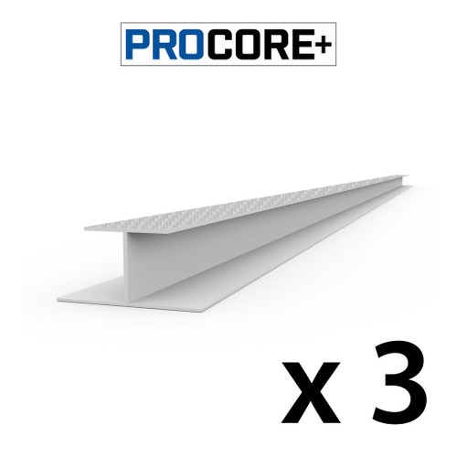 Proslat 8 ft. PROCORE+ Silver Gray PVC H-Trim Pack (3-Pack)