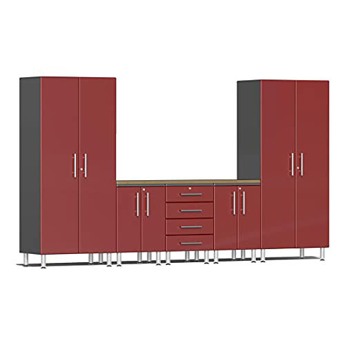 Ulti-MATE Garage 2.0 Series Red Metallic 6-Piece Kit with Bamboo Top
