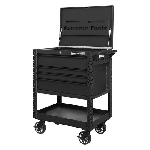 Extreme Tools EX Series 33" 4-Drawer Deluxe Series Tool Cart - Matte Black w/Black Drawer Pulls