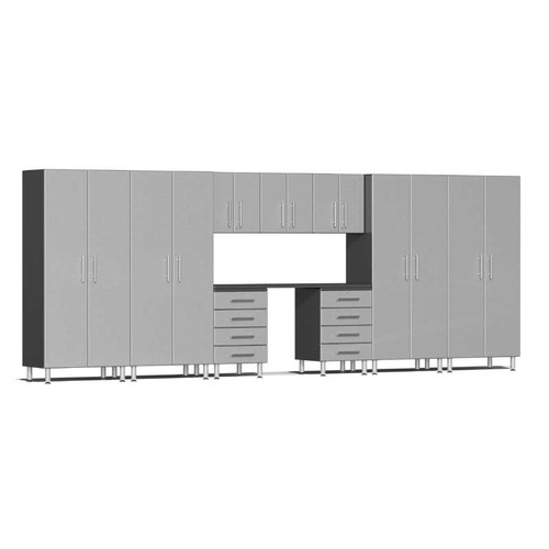 Ulti-MATE Garage 2.0 Series Silver Metallic 10-Piece Kit with Recessed Worktop
