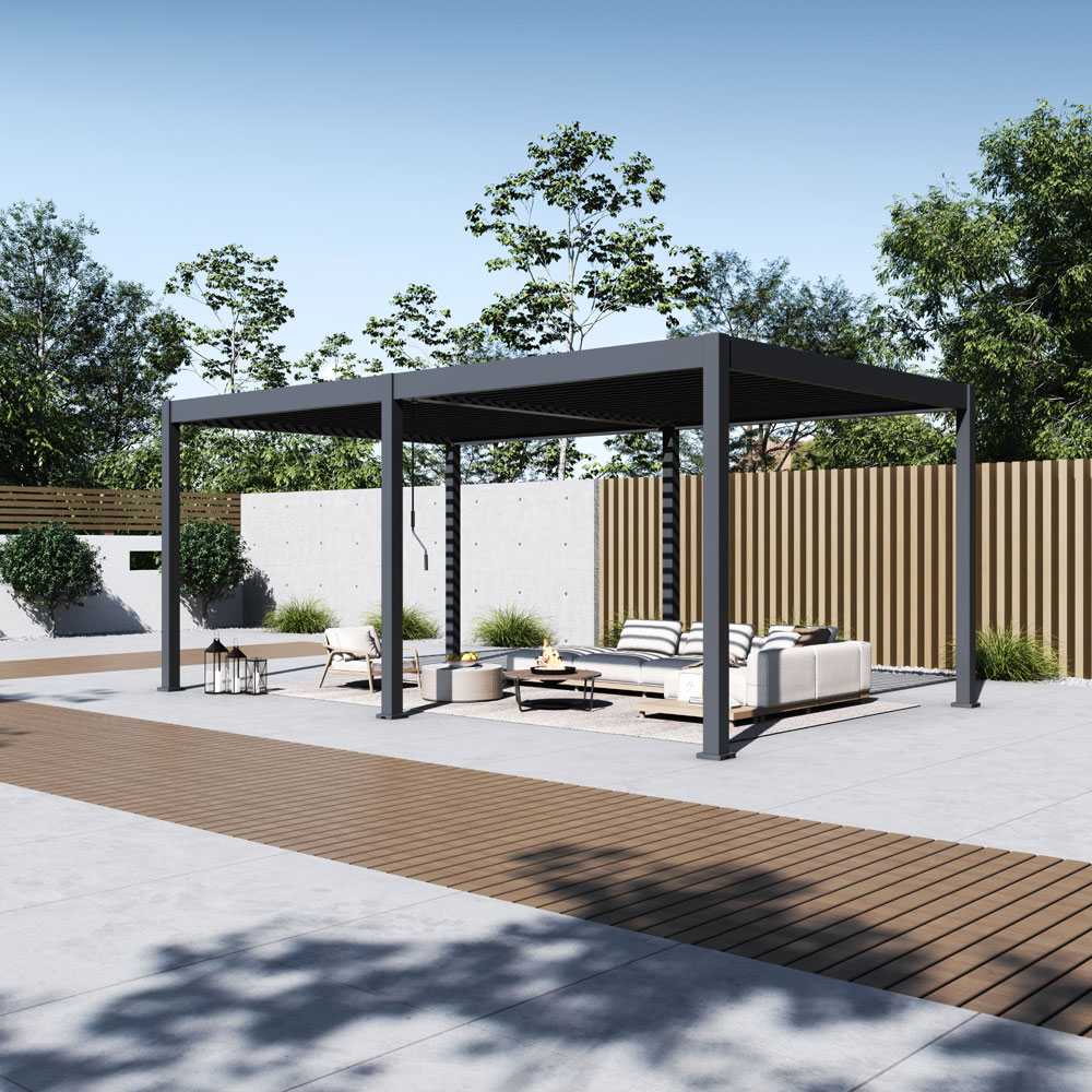 Paragon Outdoor Grand Tuscan 12x20 Slate Gray Louvered Pergola