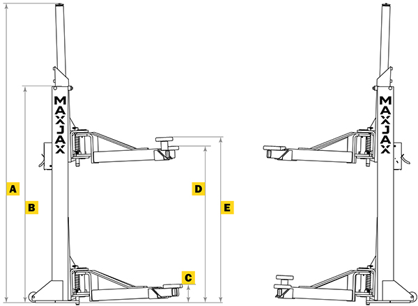 MaxJax M7K Portable Two post Lift - MaxJax Europe