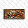 Rustic shellcracker license plate featuring vivid bronze and teal tones with lily pad lake background in embossed-look artwork.