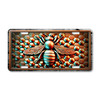 Rustic bee and honeycomb license plate featuring embossed-look copper design with honeybee centered against honeycomb hexagon background on aluminum plate.