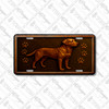 Labrador Retriever license plate featuring embossed-look rustic artwork in bronze and copper tones with paw prints on a textured background.