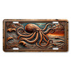 Kraken Sea monster license plate featuring a mythical octopus rising from stormy ocean waves, printed on aluminum.
