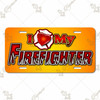 I Heart My Firefighter License Plate on Orange Gradient Background - I Heart My Firefighter Car Tag