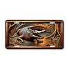 Crocodile license plate featuring rustic swamp scene with fierce reptile in embossed-look design on aluminum.