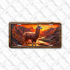 Llama license plate featuring a rustic mountain sunset design with embossed-look textures on aluminum.