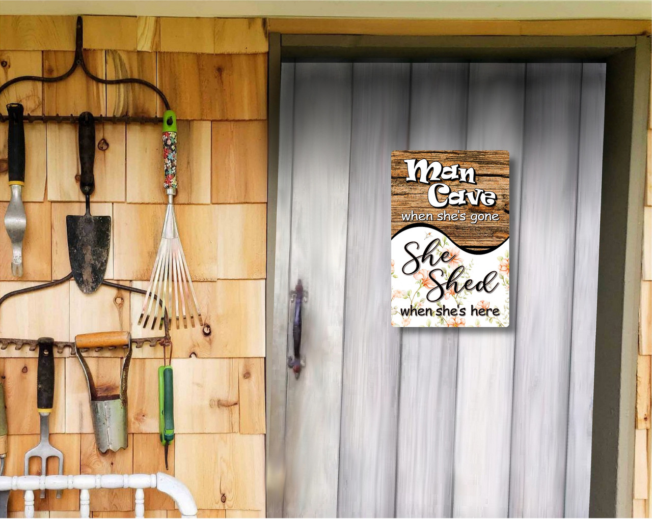 Man Cave or She Shed Metal Sign Image