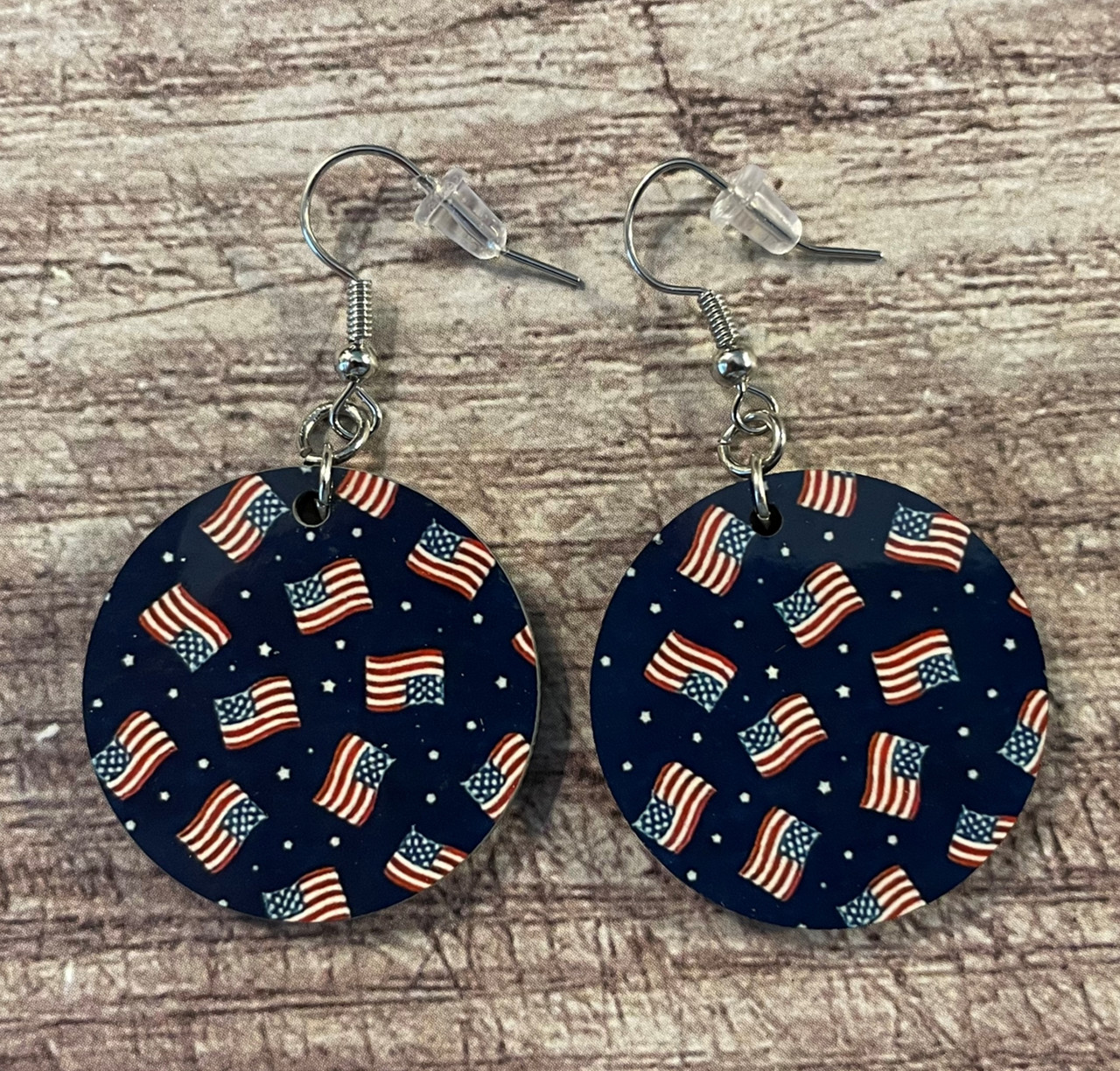 American Flags Round Earrings