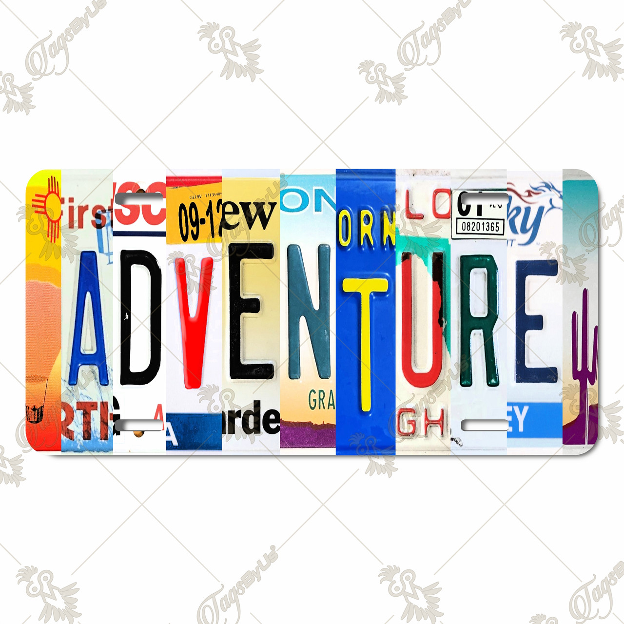 Adventure Letter Art License Plate - Car Tag