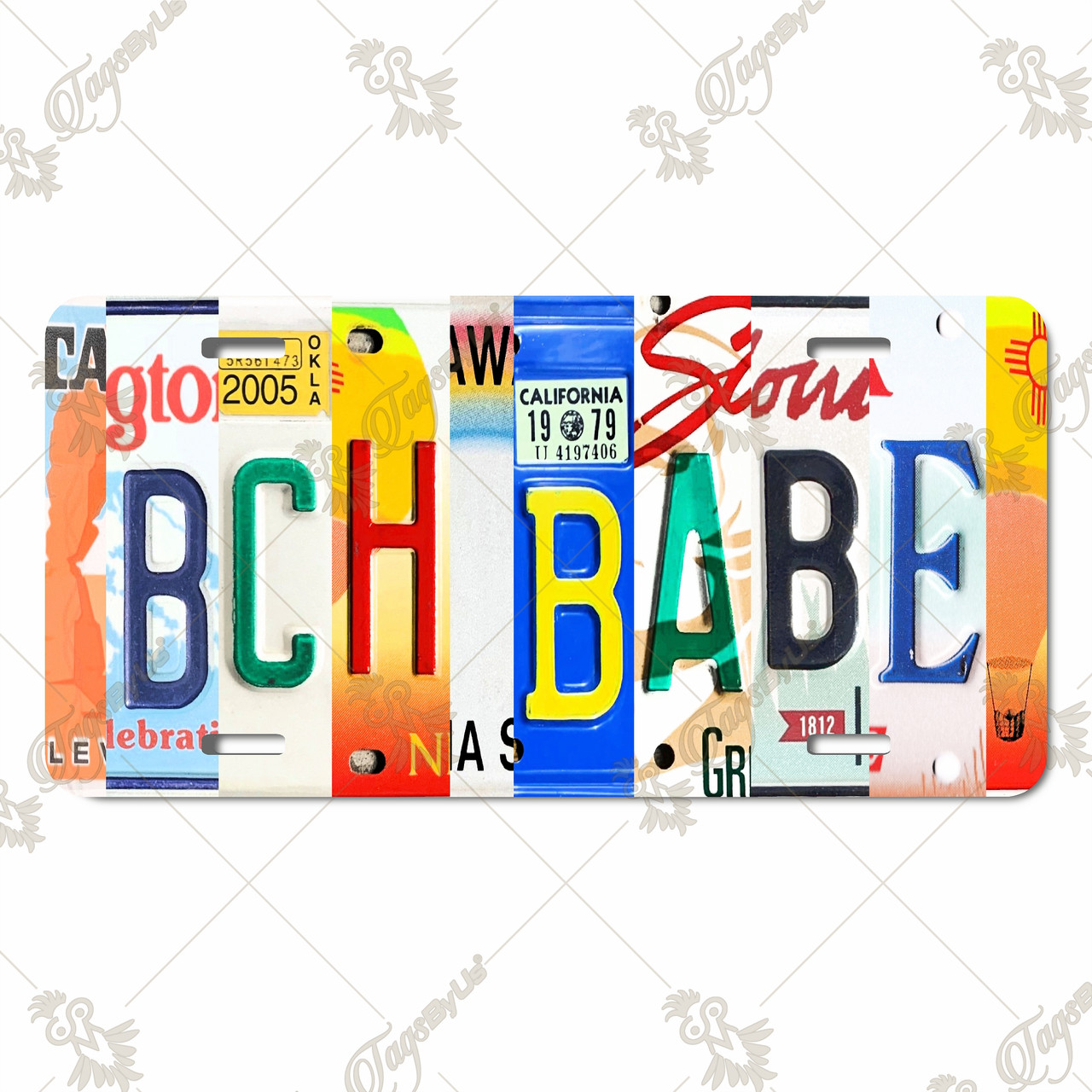 Beach Babe Letter Art License Plate