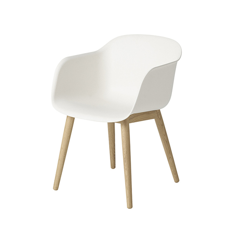 Muuto Fiber Chair Wood Base in Natural white seat / oak base