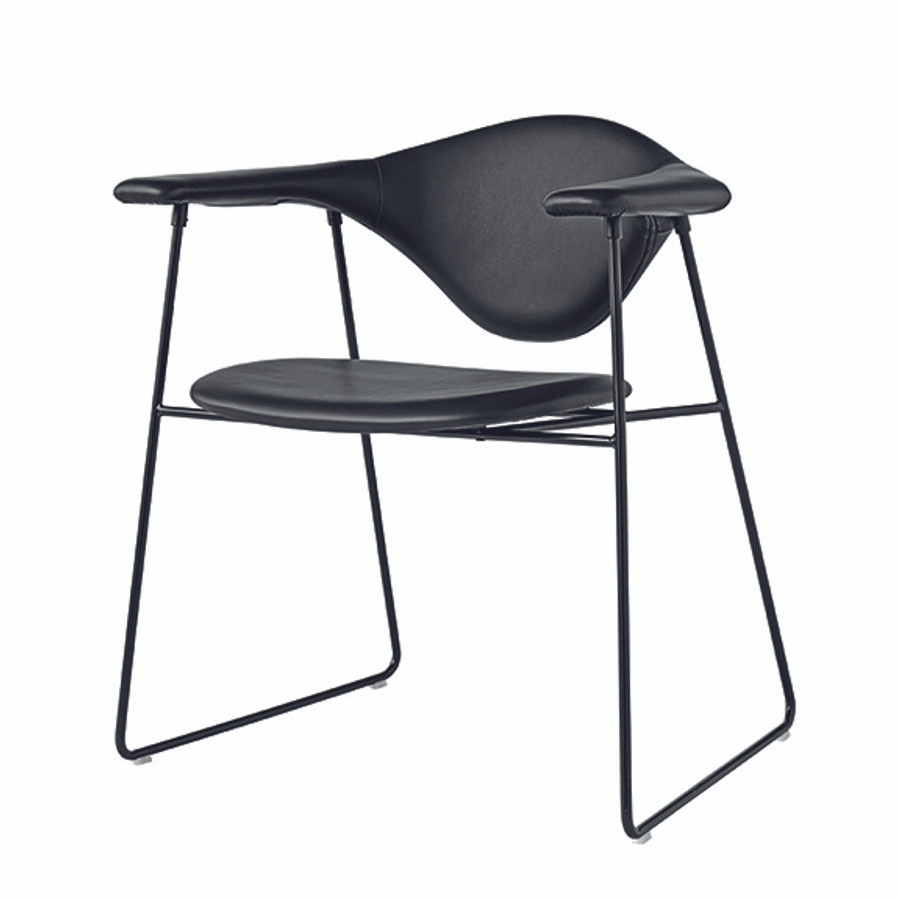 Gubi Masculo Chair in black leather seat / black base