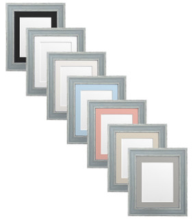 FRAMES BY POST Scandi Distressed Blue Picture Photo Frame With White, Ivory, Black, Blue, Pink, Dark Grey, Light Grey, Dark Green, Red, Silver or Gold Mounts
