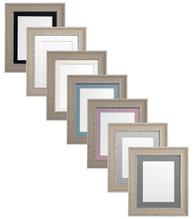 FRAMES BY POST Scandi Clay Picture Photo Frame With White, Ivory, Black, Blue, Pink, Dark Grey, Light Grey, Dark Green, Red, Silver or Gold Mounts